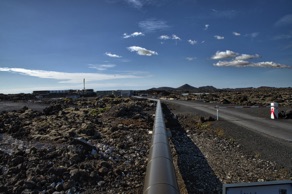 Pipe that carries heated mineral water to the Blue Lagoon.